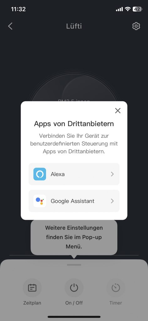 Levoit VeSync Core 300S Luftreiniger App Verbindung mit Alexa oder Google