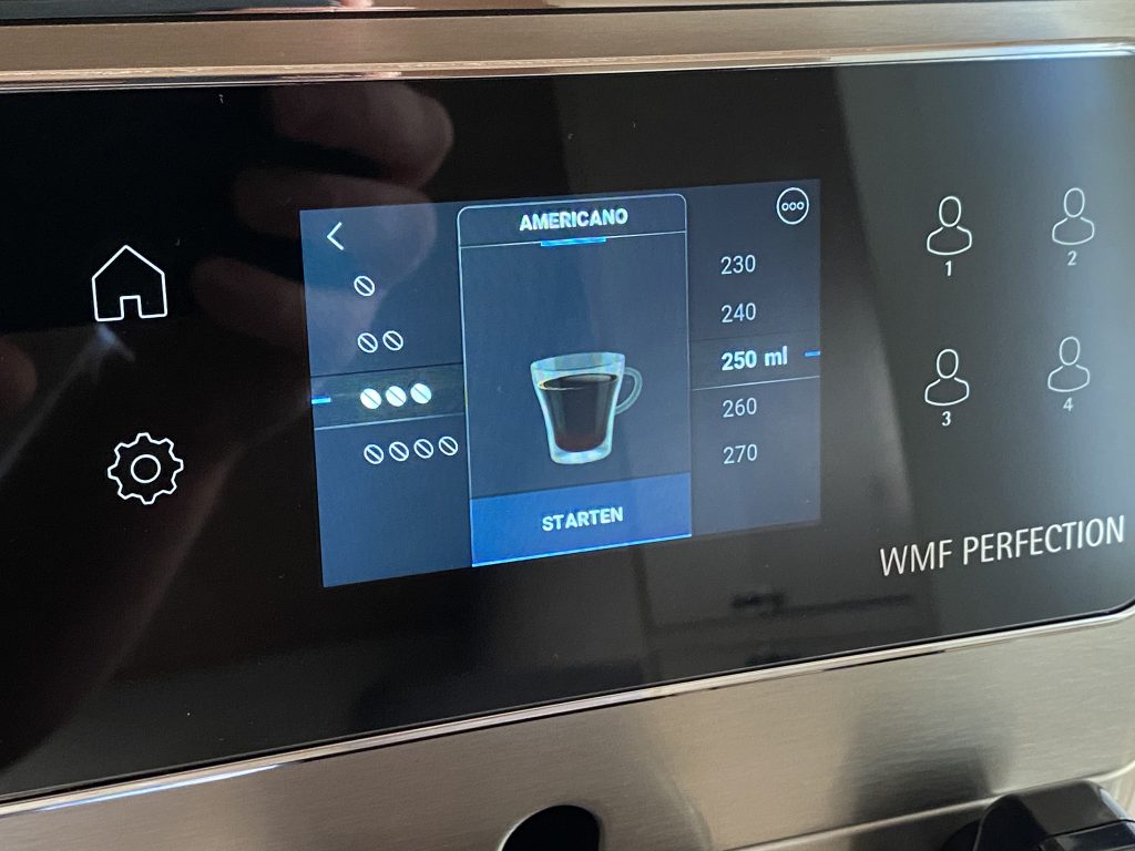 WMF Perfection 680 Kaffeevollautomat Konfigurationsmöglichkeiten bei der Zubereitung