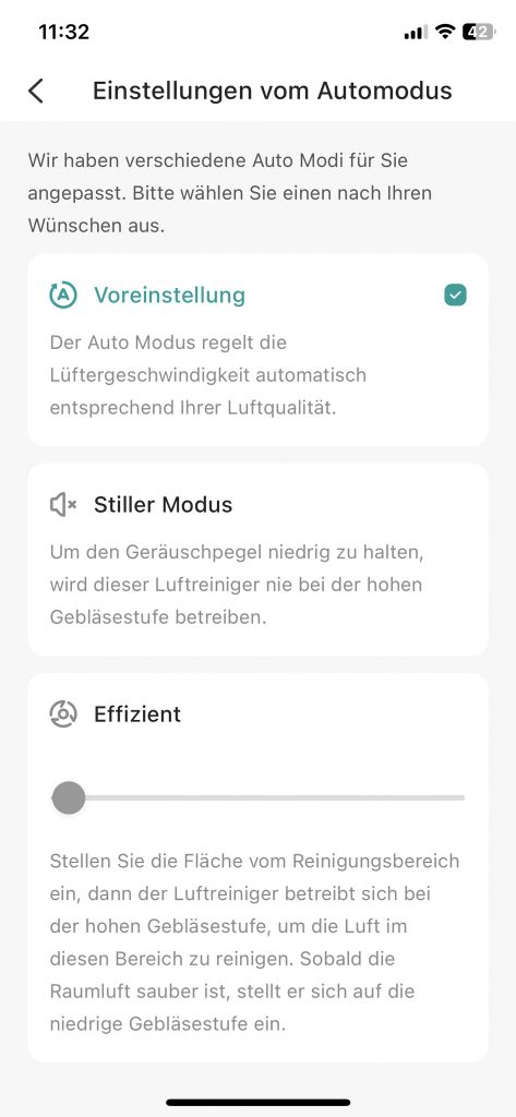 Levoit VeSync Core 300S Luftreiniger Apo Einstellung Automatikmodus