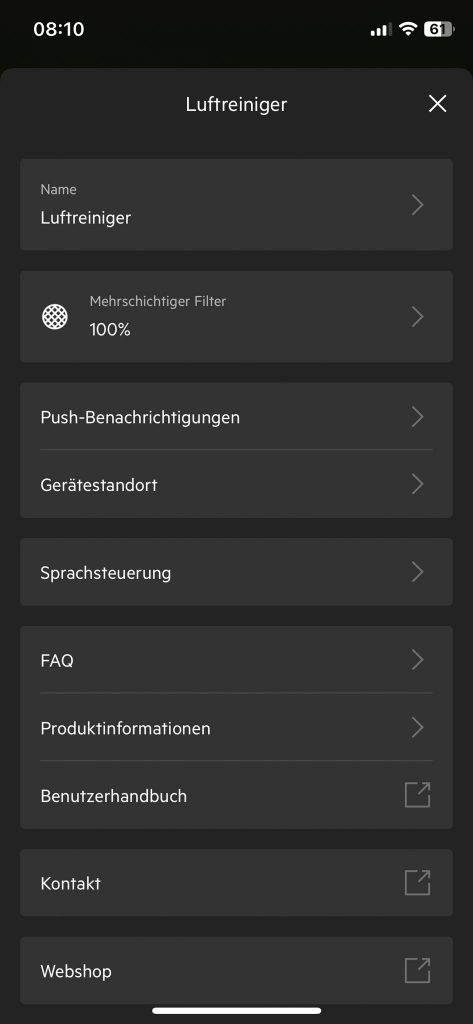 AEG APO50371DG PURE 5000 Luftreiniger App Einstellmöglic