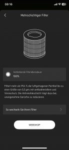 AEG APO50371DG PURE 5000 Luftreiniger App Filterstatus
