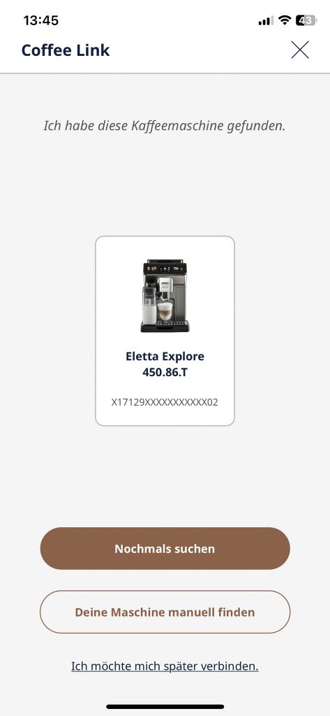 DeLonghi Eletta Explore Cold Brew ECAM450-86-T Kafeevollautomat App Verbindung 4