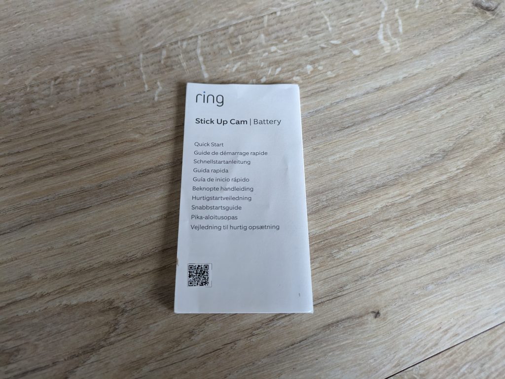 Anleitung der Ring Stick Up Cam Battery Überwachungskamera v1