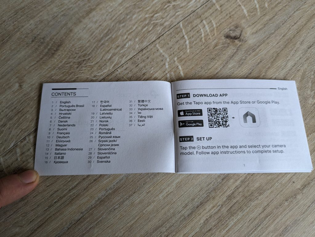 Anleitung der TP-Link Tapo C310 Überwachungskamera geöffnet