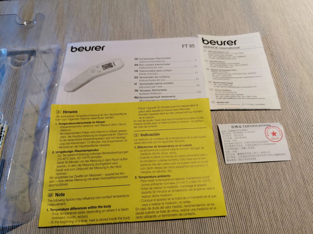 Beurer FT 85 Stirnthermometer Dokumente