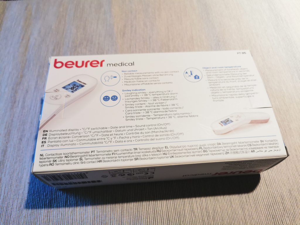 Beurer FT 85 Stirnthermometer Verpackung hinten