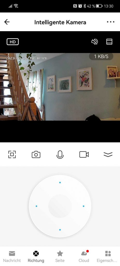Bewegungssteuerung der Owltron W1 Überwachungskamera in der App