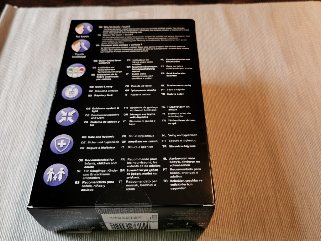 Braun BNT300 Stirnthermometer Verpackung hinten
