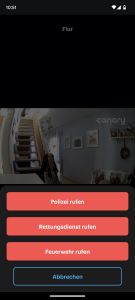 Canary Pro Überwachungskamera Notfallkontakte in der App