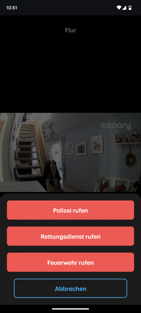 Canary Pro Überwachungskamera Notfallkontakte in der App