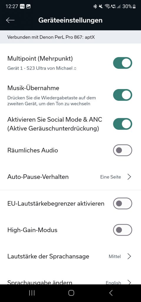 Denon PerL Pro Kopfhörer App 11