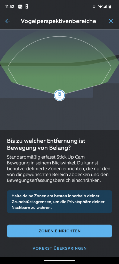 Einstelluing der Vogelperspektive Ring Stick Up Cam Pro Überwachungskamera v2