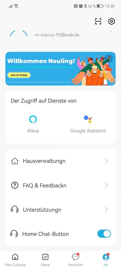 Einstellungen in der App der Owltron W1 Überwachungskamera