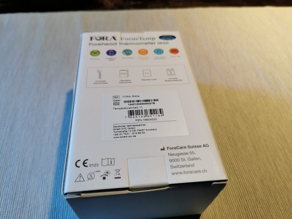 FORA IR42 Stirnthermometer Verpackung hinten