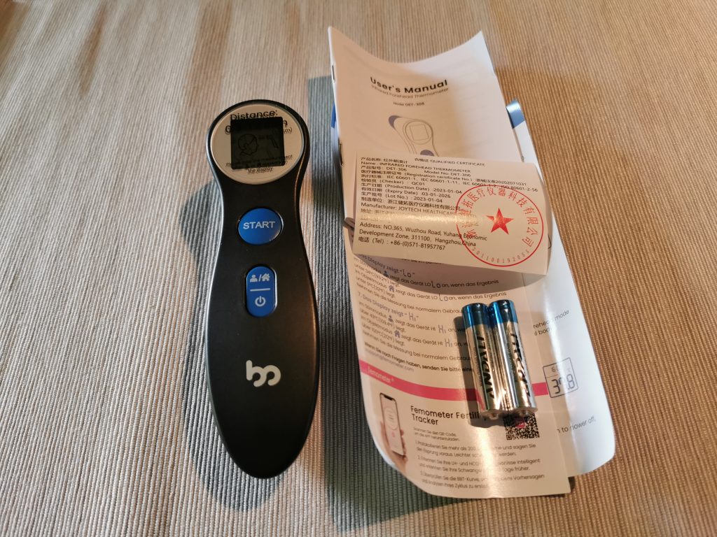 Femometer DET-306 Stirnthermometer Lieferumfang
