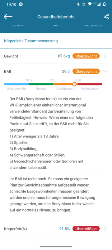 GRIFEMA GA2001 Anzeige Einzelwerte Infos in App