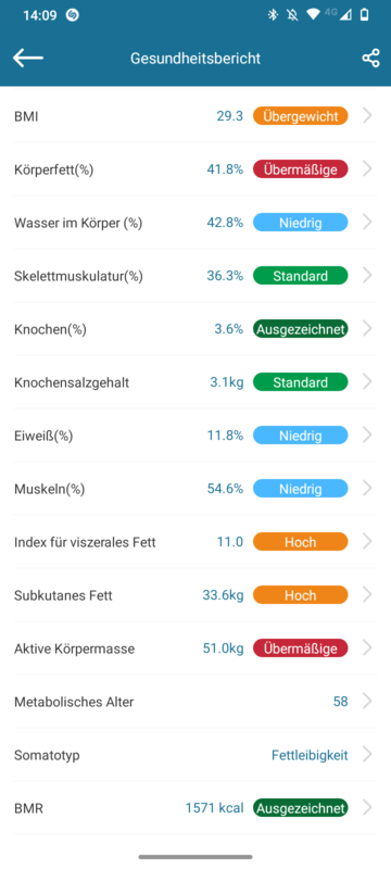 GRIFEMA GA2001 Anzeige Messdaten in App