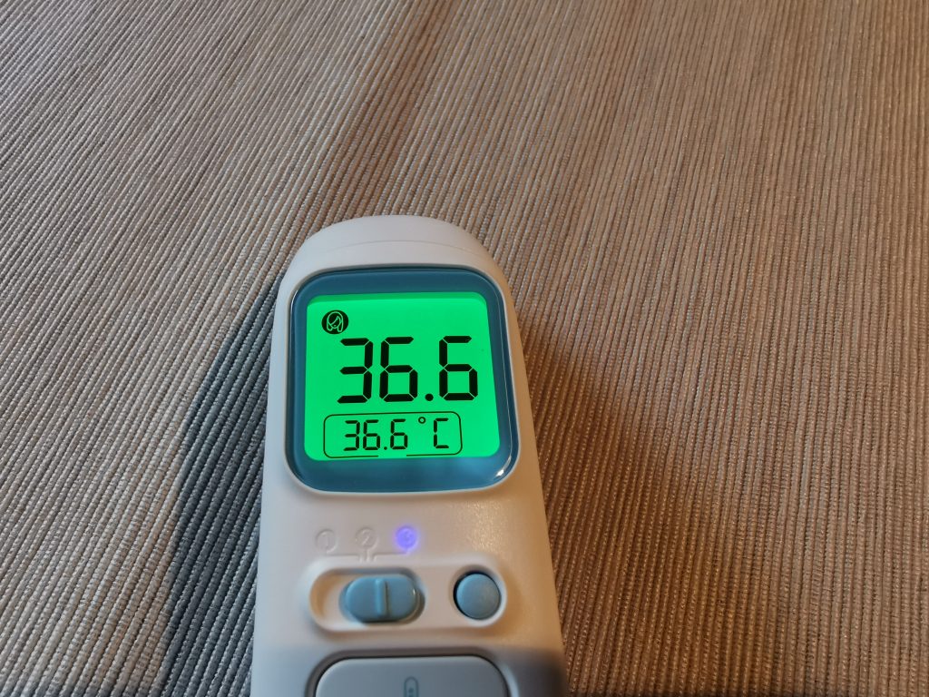 Grundig 20021 Stirnthermometer aktueller und letzter Messwert