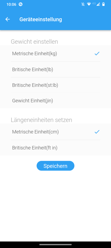 HEIMWERT Körperfettwaage App Einstellungen