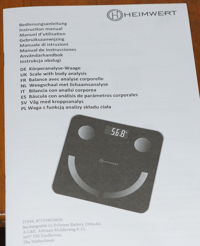 HEIMWERT Körperfettwaage Bedienungsanleitung