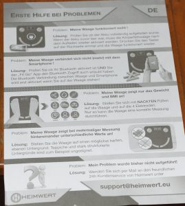 HEIMWERT Körperfettwaage Infoblatt