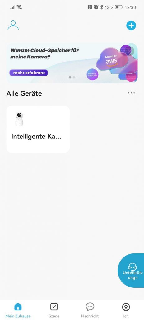 Hauptansicht in der App der Owltron W1 Überwachungskamera