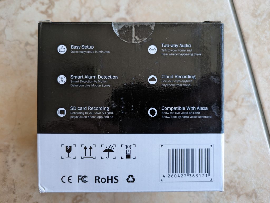 HiKam Q8 Überwachungskamera Verpackung von hinten