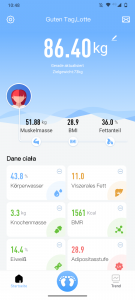 INSMART Personenwaage App Messdaten