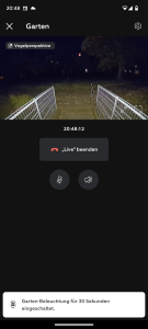 LED-Licht mit maximaler Helligkeit der Ring Spotlight Cam Pro Überwachungskamera im Vormenü