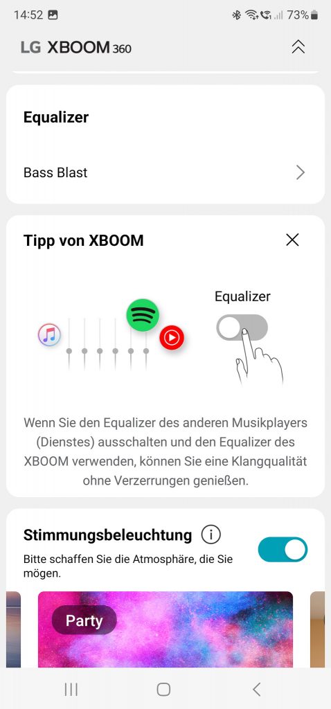 LG XBOOM 360 RP4G Bluetooth-Lautsprecher App 05