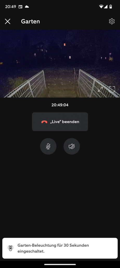 Minimale Helligkeit der Ring Spotlight Cam Pro Überwachungskamera im Vormenü