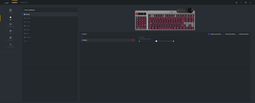 Mountain Everest Max Gaming-Tastatur Software Nuteroberfläche