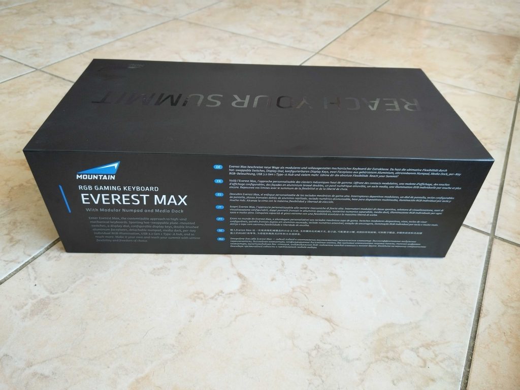 Mountain Everest Max Gaming-Tastatur Verpackung von hinten