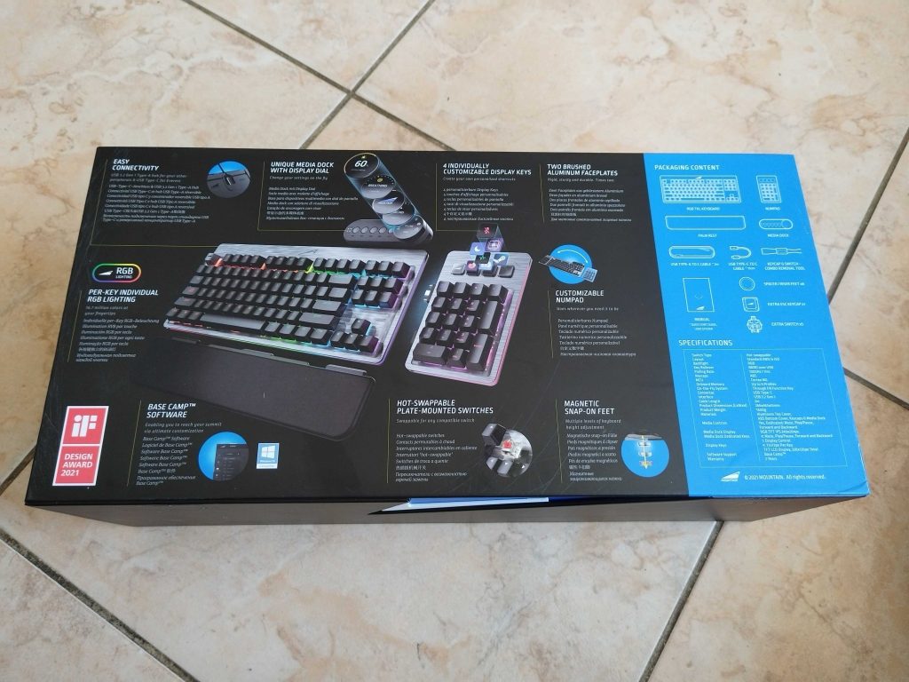 Mountain Everest Max Gaming-Tastatur Verpackung von oben