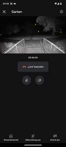 Nachtsicht der Ring Spotlight Cam Pro Überwachungskamera im Vormenü