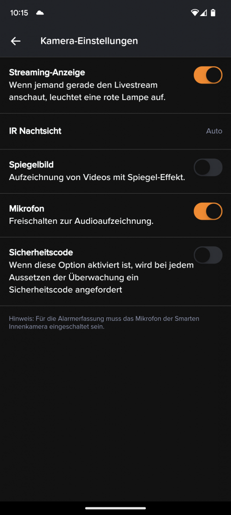 Netatmo Welcome Überwachungskamera Einstellungen in der App