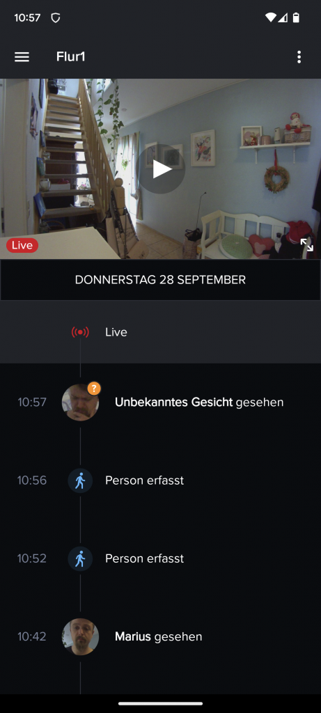 Netatmo Welcome Überwachungskamera Unterschied von Personen und Gesichtserkennung im Verlauf