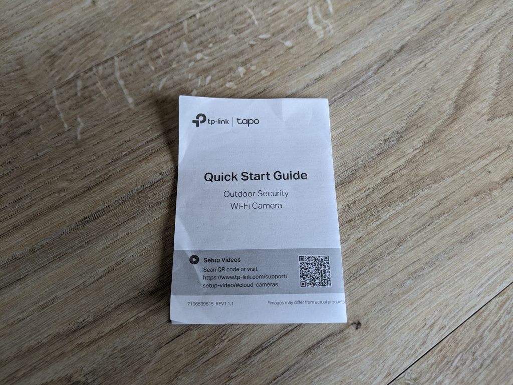 Schnellstartanleitung der TP-Link Tapo C310 Überwachungskamera geschlossen