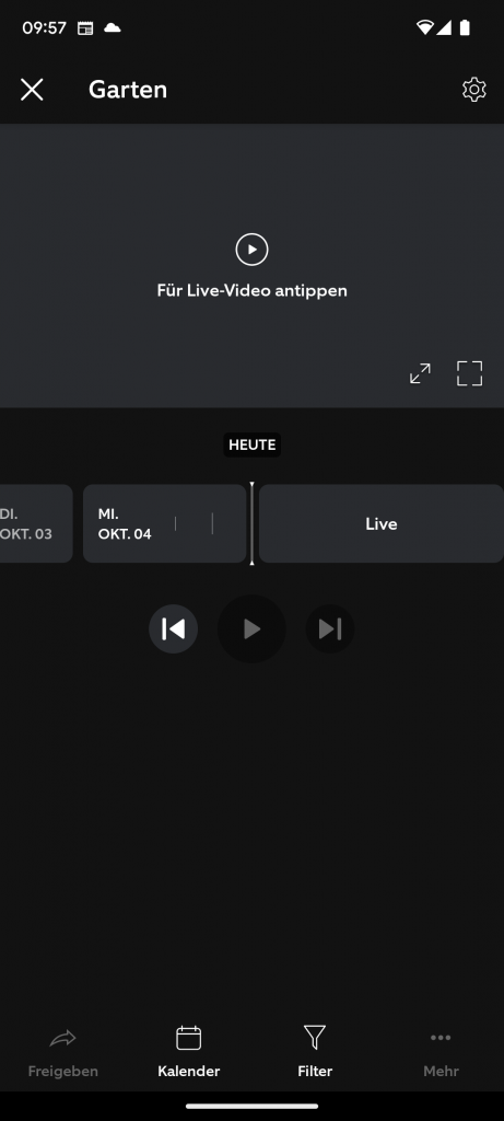 Timeline in der App der Ring Stick Up Cam Battery Überwachungskamera