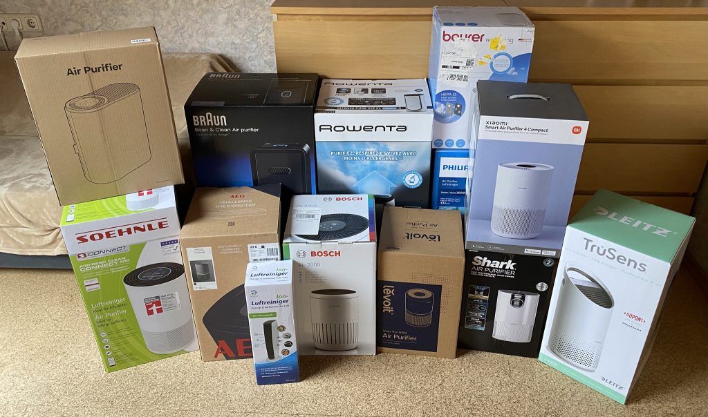 Verpackte Luftreiniger Gruppenbild