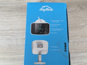 Verpackung der D-Link DCS 8620L Überwachungskamera von links Nahansicht