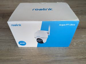 Verpackung der Reolink Argus PT Ultra Überwachungskamera von Vorne