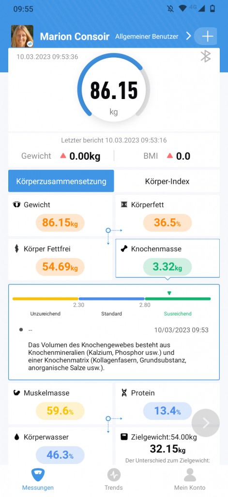Vitafit Personenwaage App Einzelwerte Infos