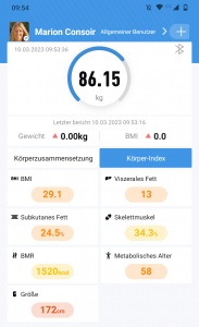 Vitafit Personenwaage App Messdaten