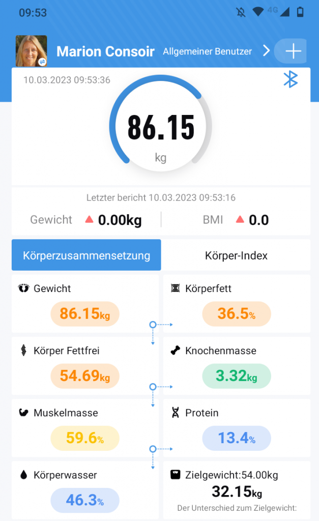 Vitafit Personenwaage App Messwerte