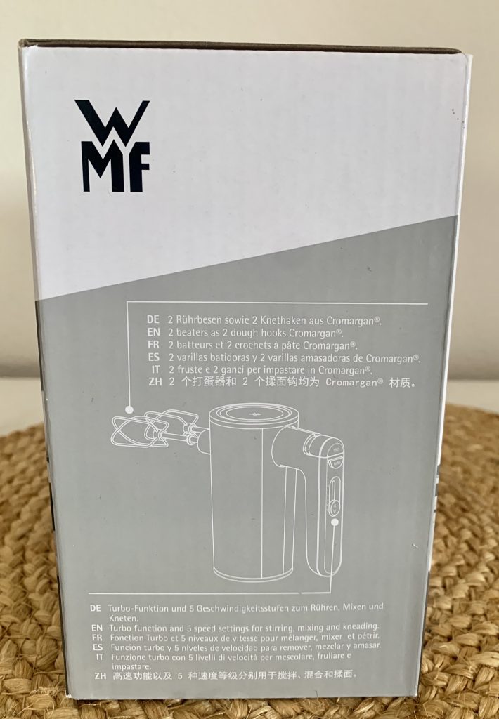 WMF Kult X Edition Handmixer im Karton von der rechten Seite