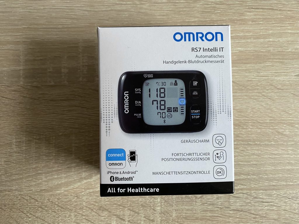 OMRON RS7 Intelli IT Handgelenk-Blutdruckmessgerät Verpackung