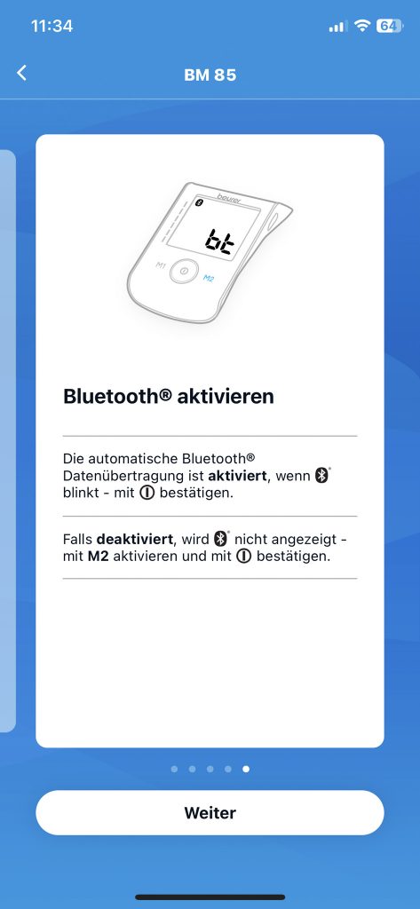 Beurer BM 85 Oberarm-Blutdruckmessgerät App Einrichtung 4