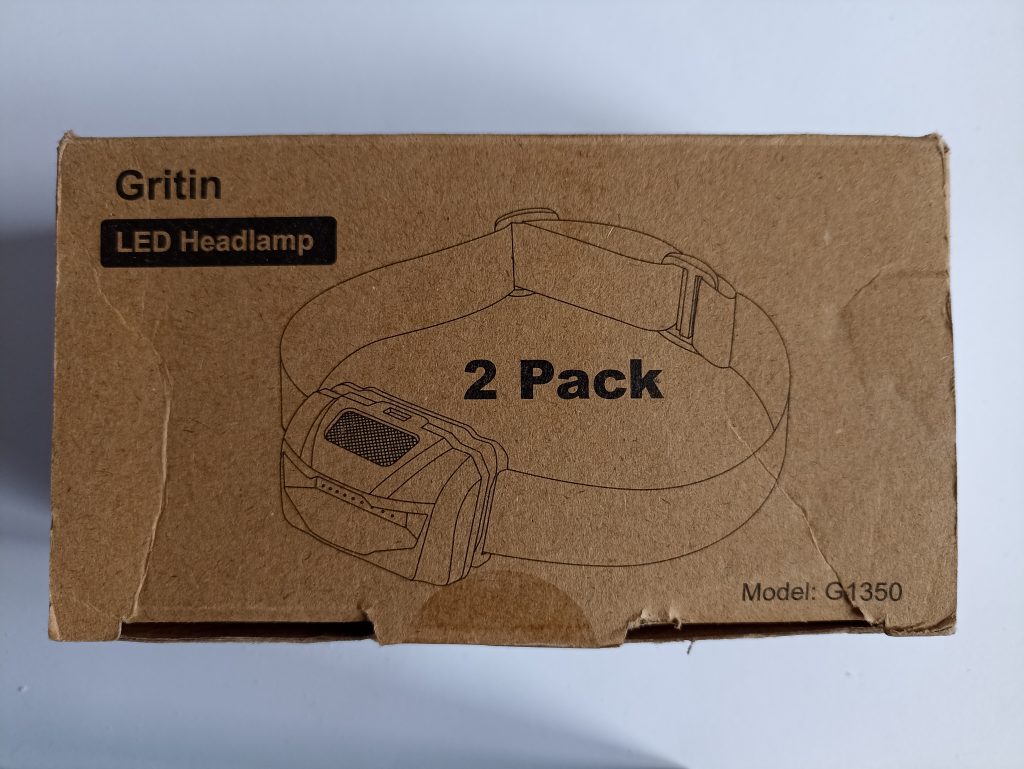 2 Gritin G1350 Stirnlampen, Vorderseite der Verpackung