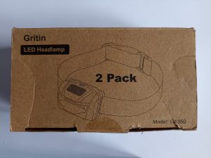 2 Gritin G1350 Stirnlampen, Vorderseite der Verpackung